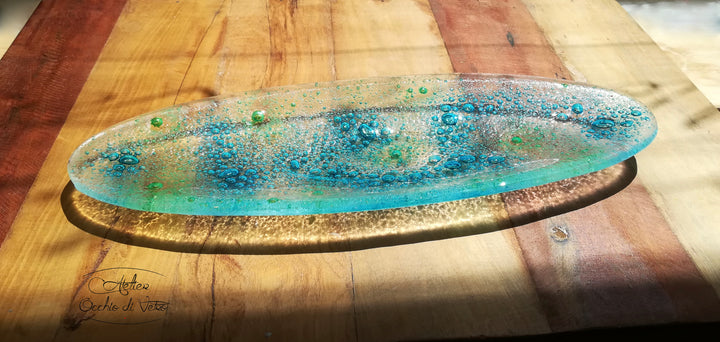 Ciotola in vetro-fusione realizzata a mano personalizzabile artigianato ticinese needesign