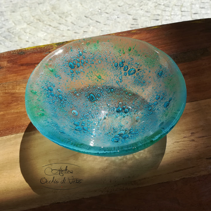 Ciotola in vetro-fusione realizzata a mano personalizzabile artigianato ticinese needesign