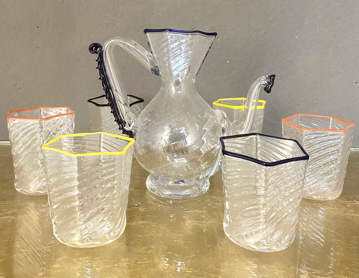 Set caraffa e bicchieri vetro di Murano realizzati a mano personalizzabile artigianato italiano neeDesign