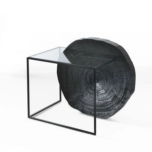 Tavolino in legno vetro e metallo personalizzabile realizzato a mano artigianato italiano neeDesign